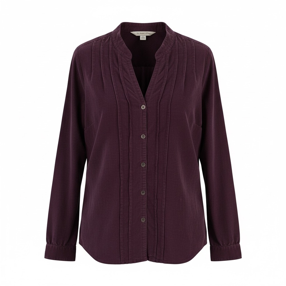 St. John's Bay Deep Purple Button-Down Shirt Size S Cottagecore Corduroy Casual